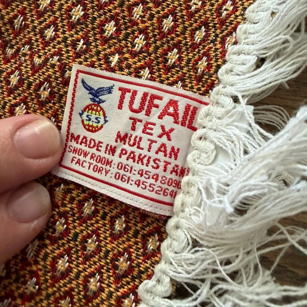 Tufail Tex Multan Pakistan Bed‎ Cover & Sham Fringe Red Gold Boho Indie Tapestry